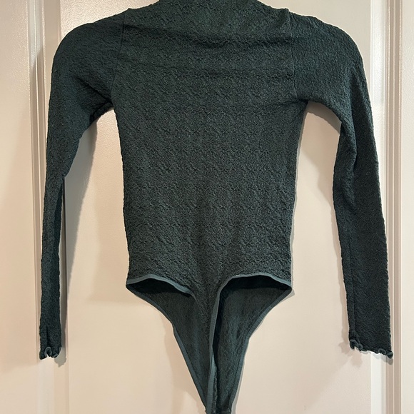 Free People Ruffled Mara Mock Neck Textured Top - Deep green - Picture 8 of 8